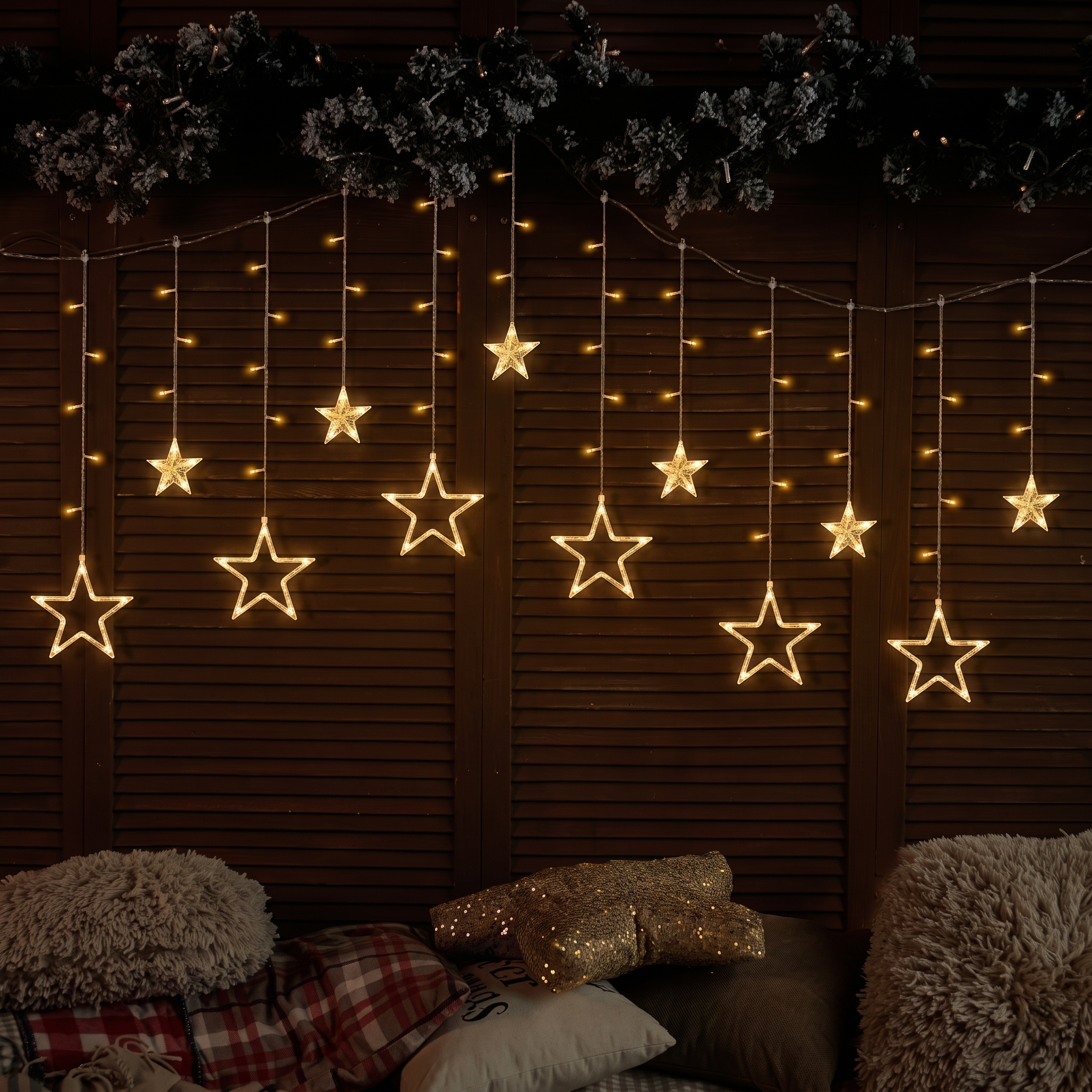 Hanging LED star curtain lights